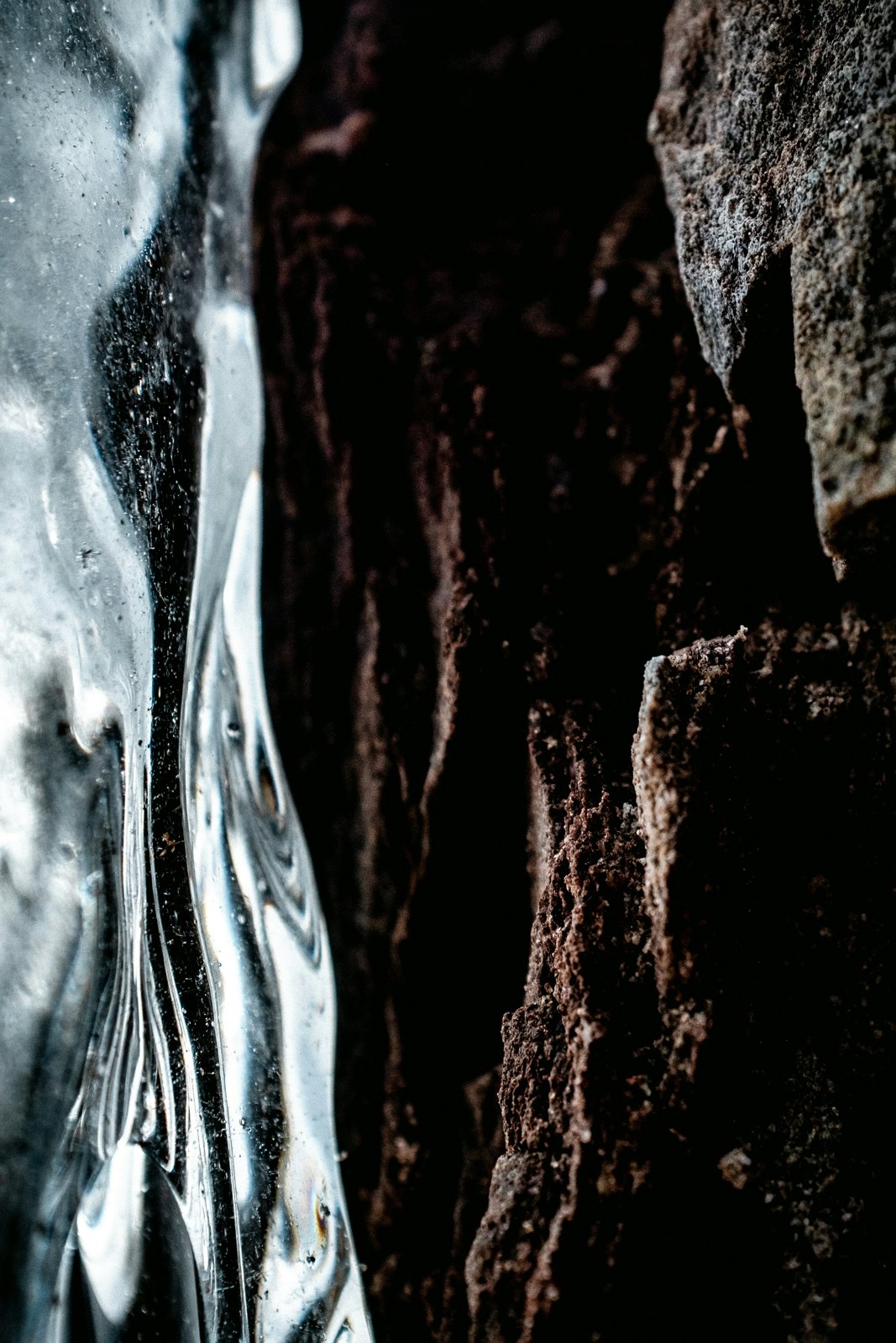 Ice and rock, close up